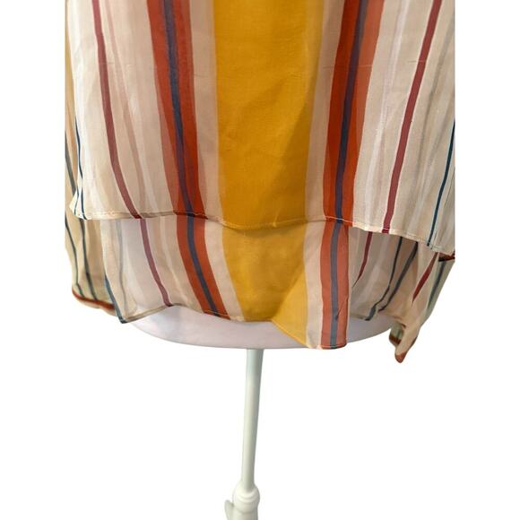 Anthropologie Maeve Sheer Silk Mullticolor Striped Blouse   S - Picture 4 of 10